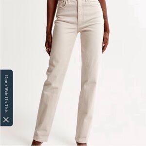 Abercrombie & Fitch Curve Love Ultra High Rise Ankle Straight Jean in Ivory